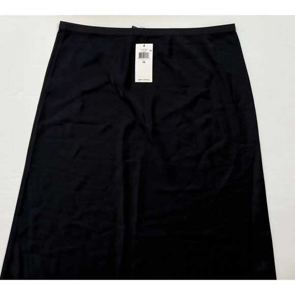 Polo Ralph Lauren Amla Bias Cut Satin Midi Skirt In Polo Black Size 14 $298 - Picture 2 of 15